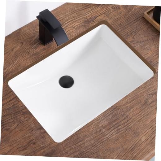 White Ceramic 24″ Undermount Bathroom Sink – Rectangular – 23.8″x16.3″