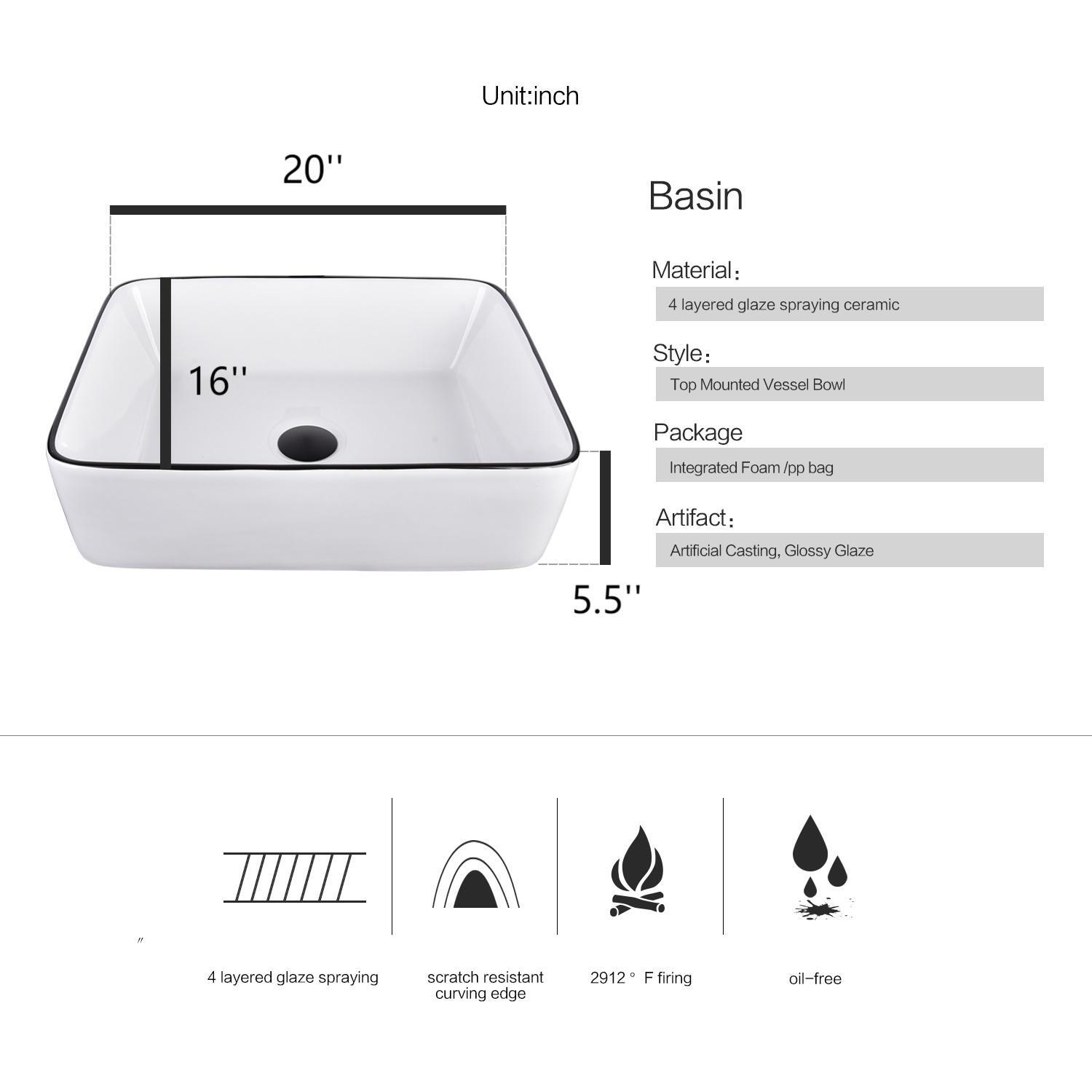 24 Inch Bathroom Vanity Set with Ceramic Sink Wall Mounted Floating Cabinet