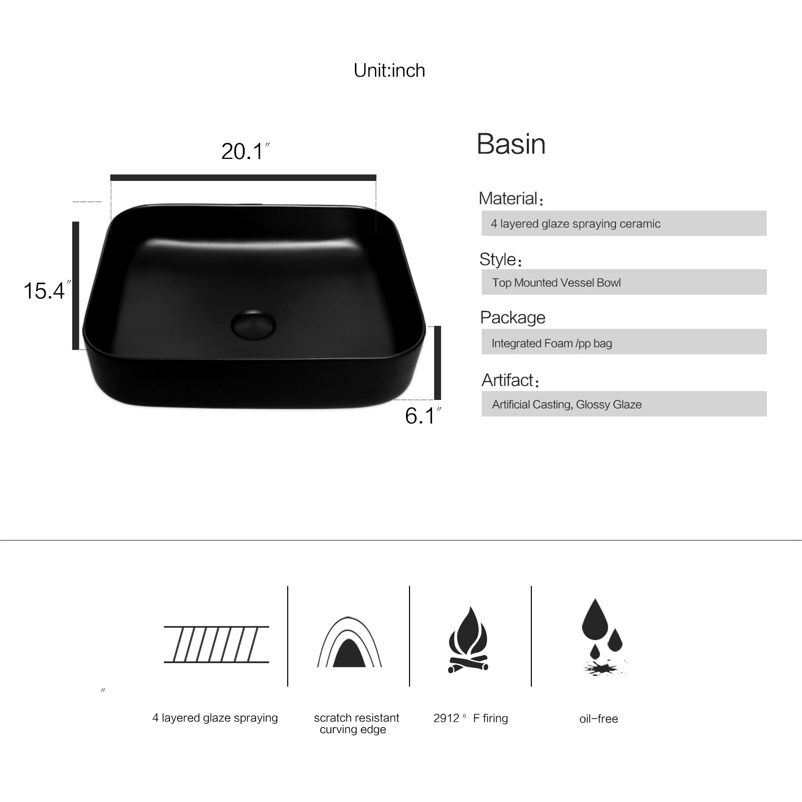 24″ Bathroom Vanity Set with Ceramic Vessel Sink | Storage Cabinet & Faucet