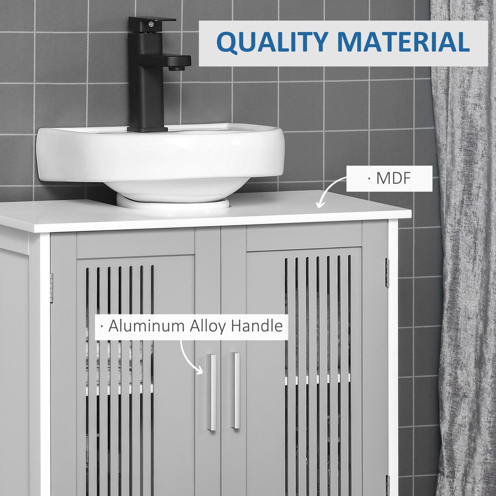 Bathroom Under Sink Cabinet Vanity Unit w/ Adjustable Storage Shelves