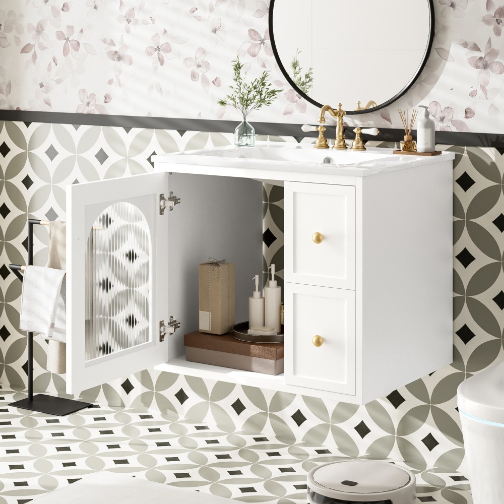 24″ Bathroom Vanity Set Wall Mounted for Small Space, Bathroom Cabinet