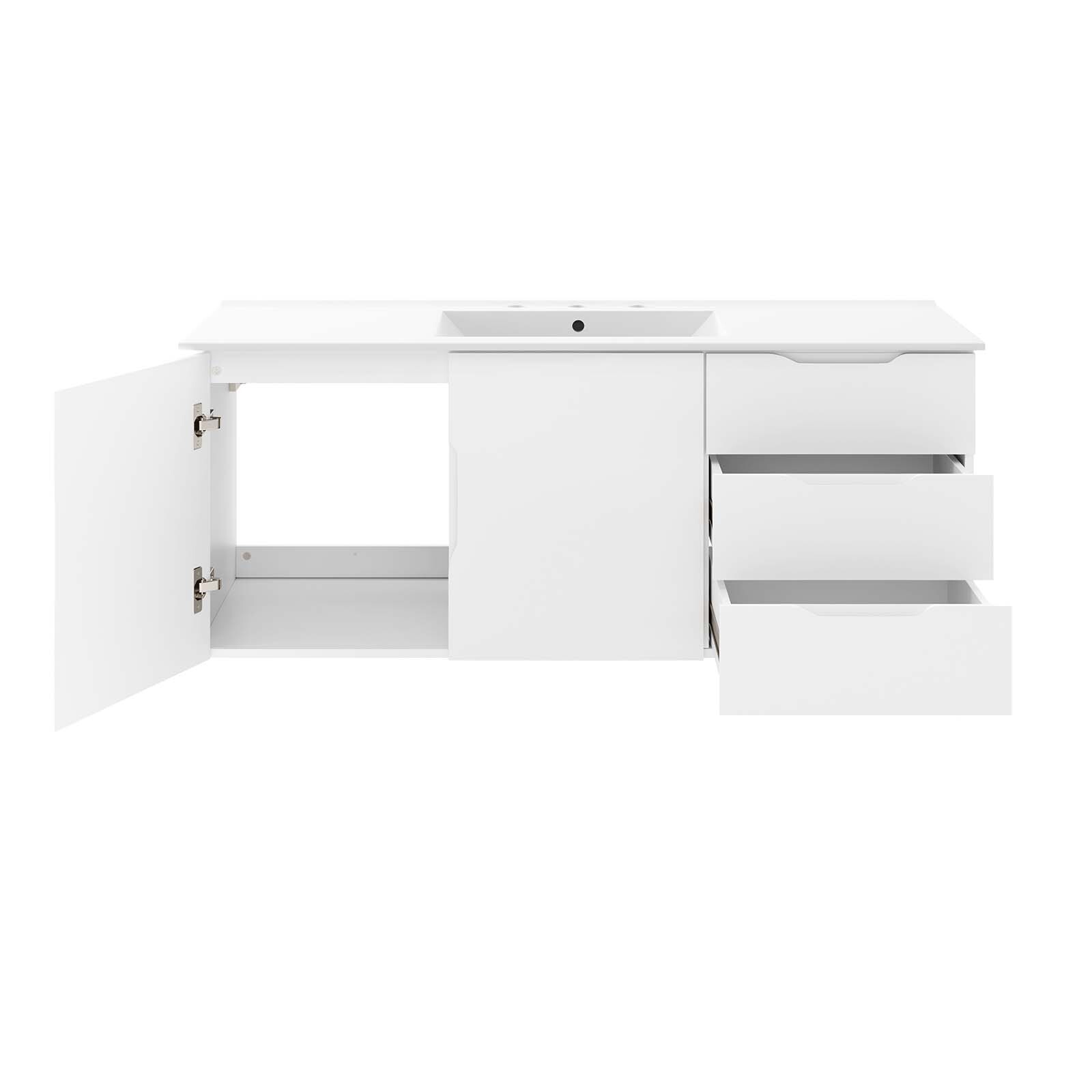 Modway Vitality 48″ Single Sink Wall-Mount Bathroom Vanity in White White