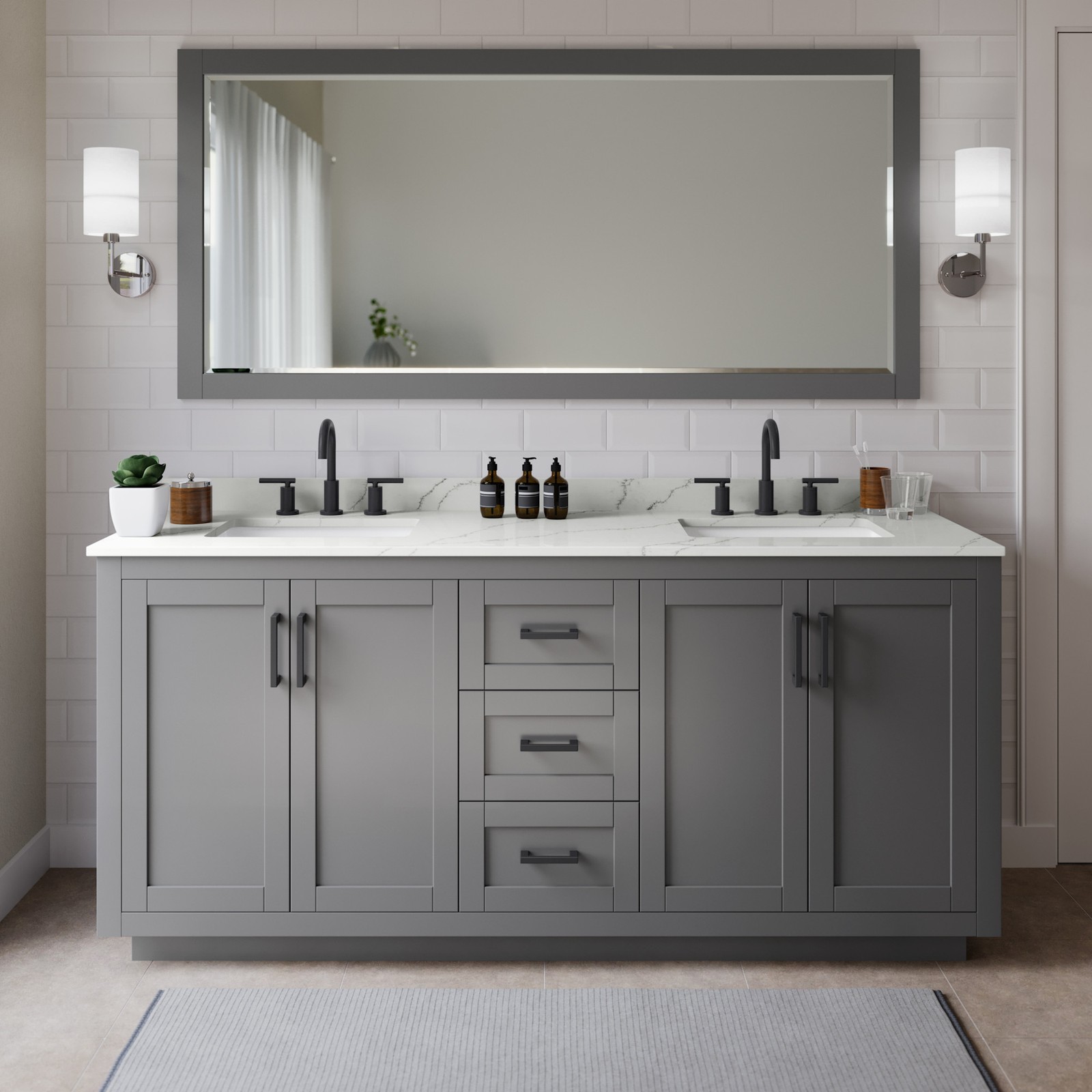 Wyndham Collection WCF292972D-QTZ-US3MXX Miranda 72″ – Dark Gray / Giotto Quartz