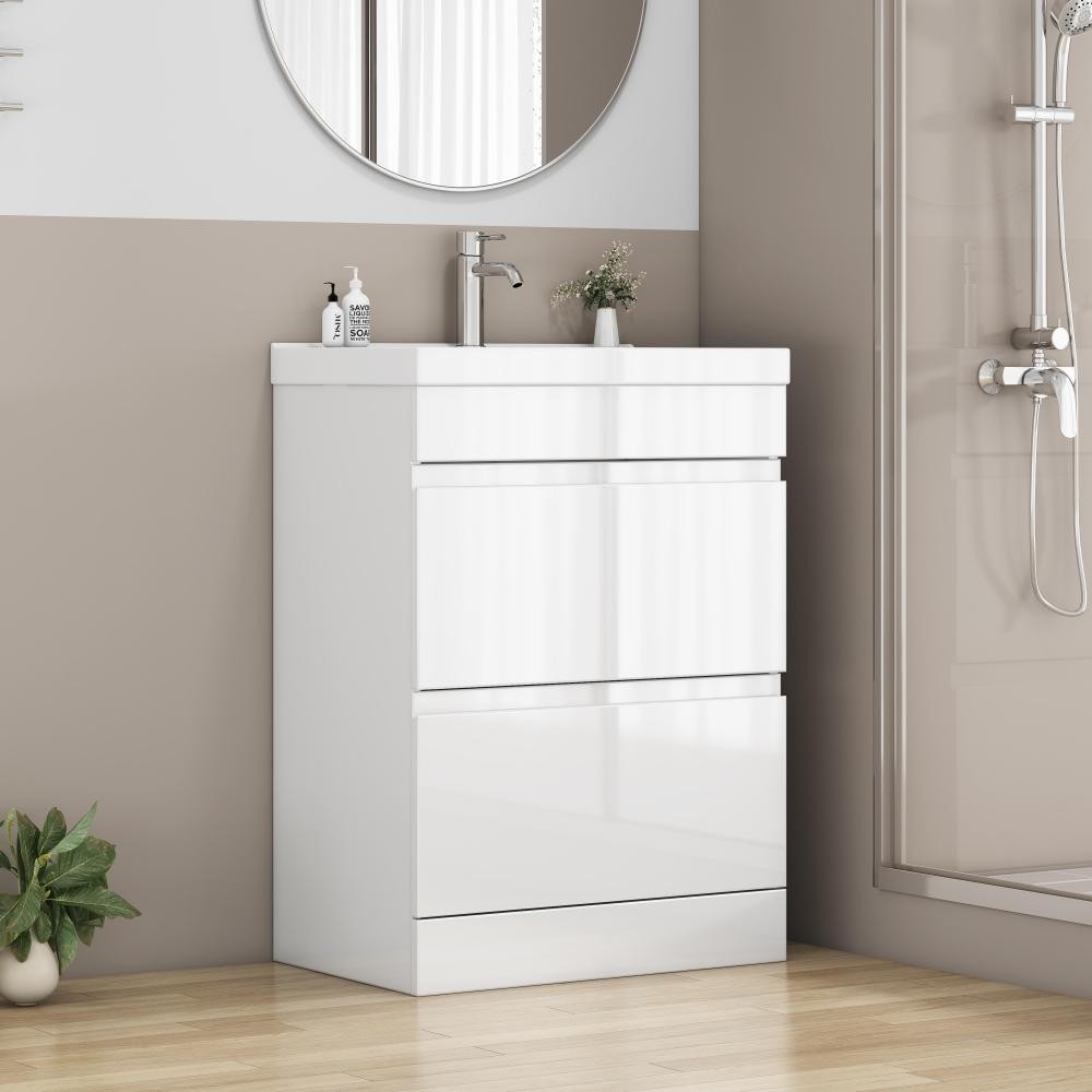24-Inch Bathroom Vanity With Sink Combo , 2 Doors Bathroom Cabinet, With Shelf
