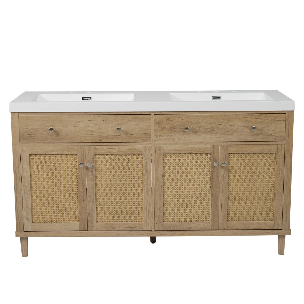 60 Inch Bathroom Vanity with Double Sink ( SMC Sink ), Large Storage Space