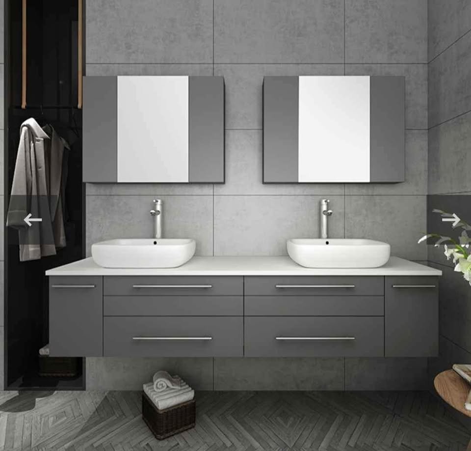 Lucera 72 in. Wall Mount Floating Double Bath Vanity Cabinet without Top Gray