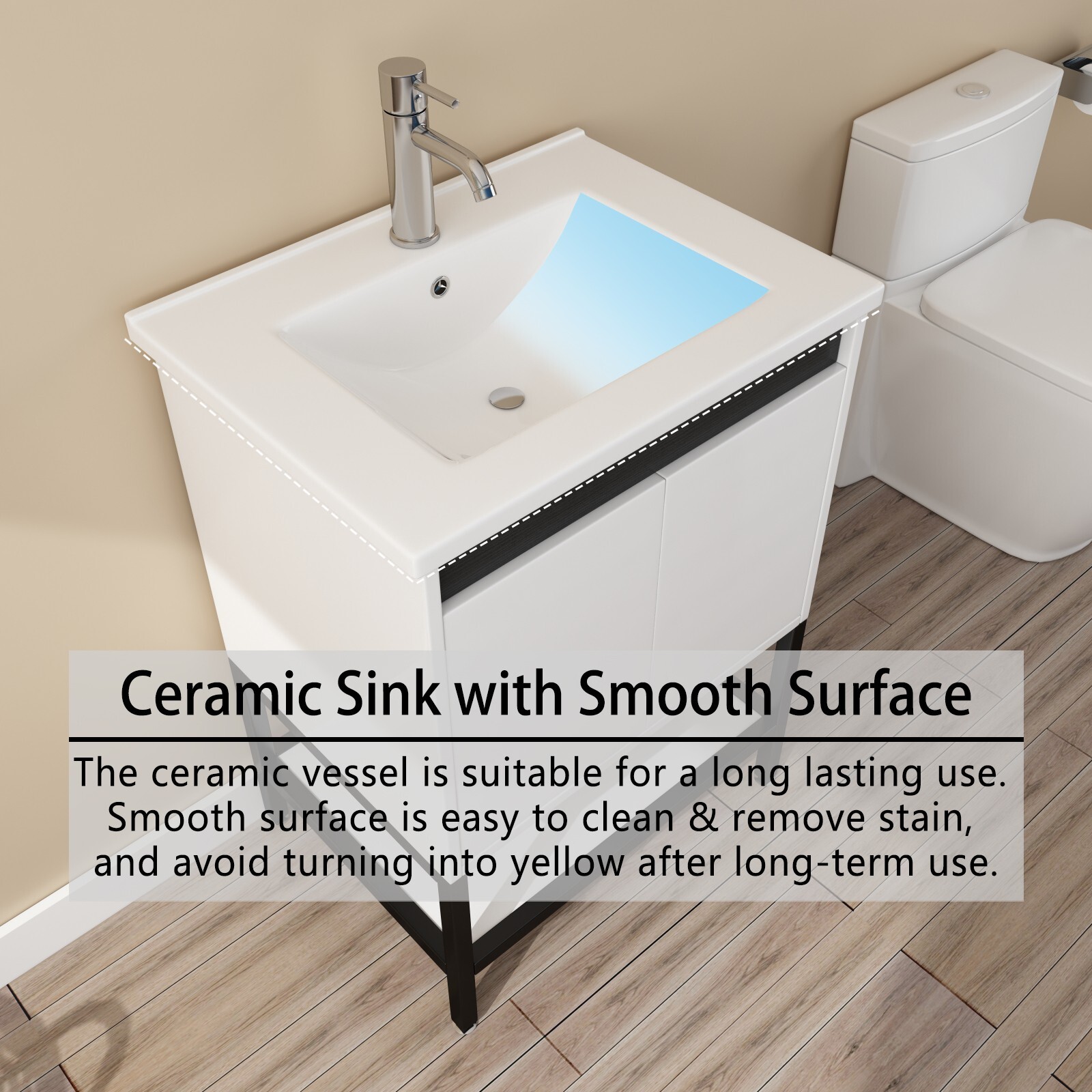 24″ Bathroom Vanity with Sink Floor Stand Storage Cabinet Set & Faucet Combo