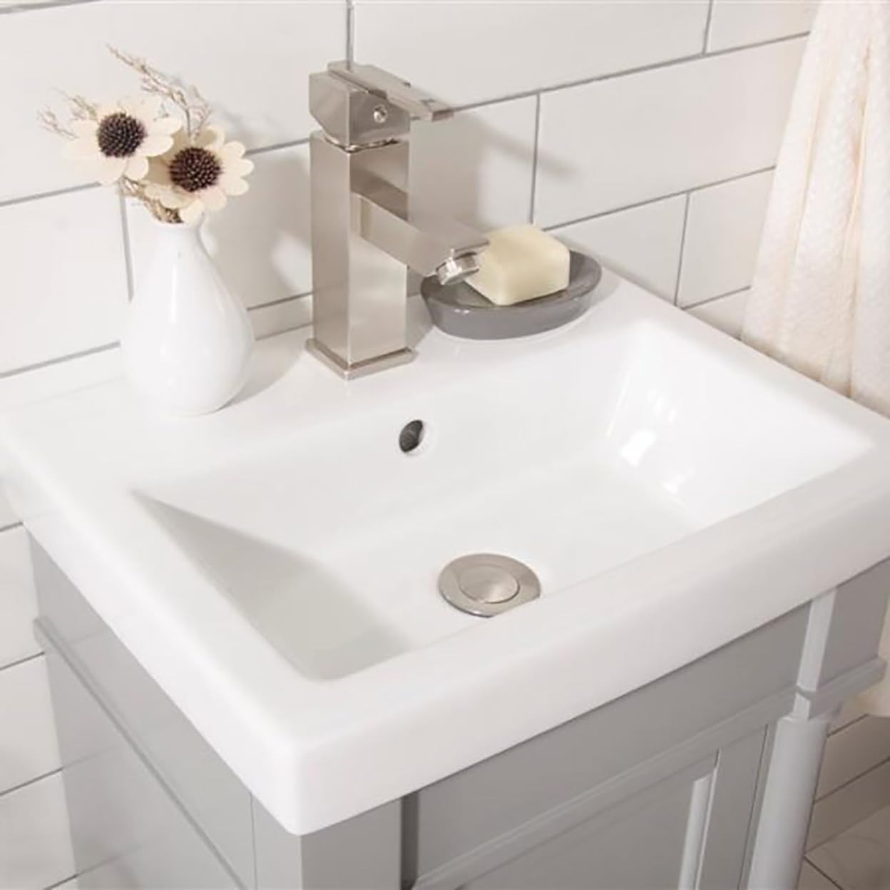 18-inch Gray Sink Vanity, Freestanding Bathroom Storage Cabinet