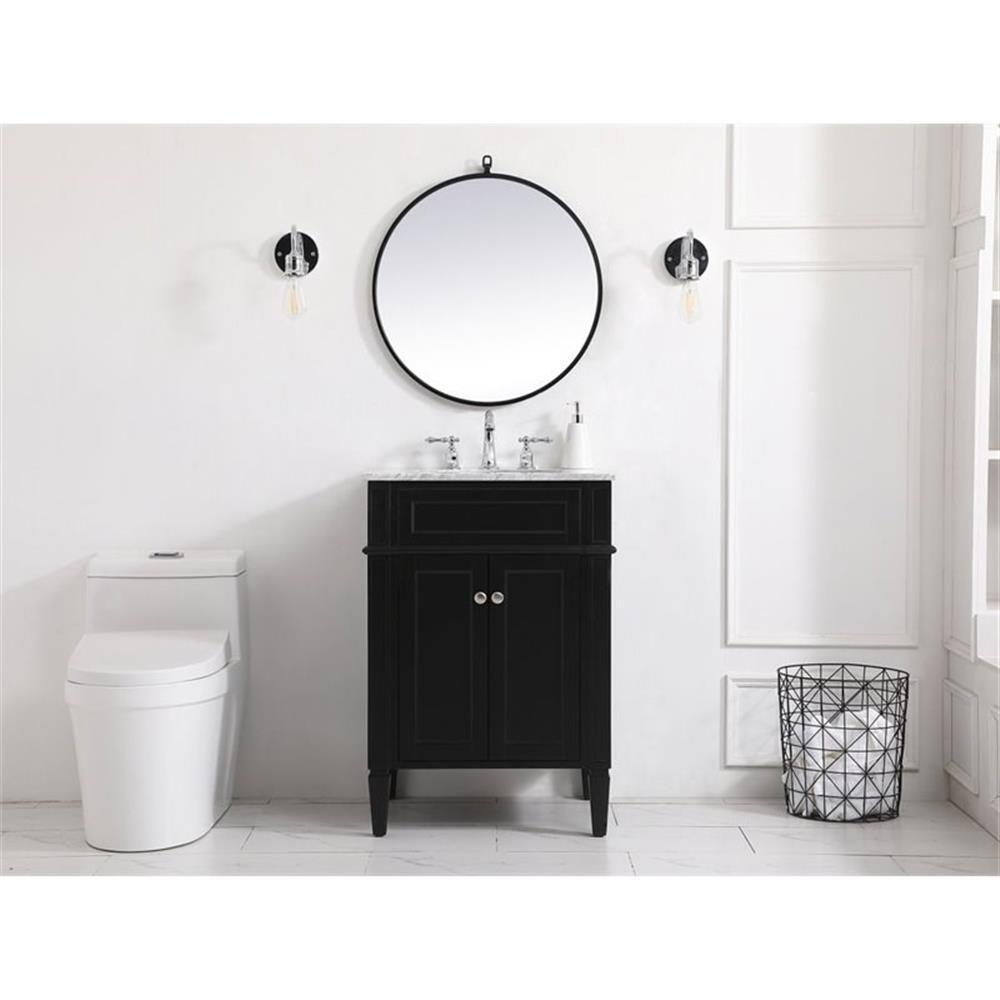 Elegant Decor Park Avenue 24″ Solid Wood & Metal Single Bathroom Vanity in Black
