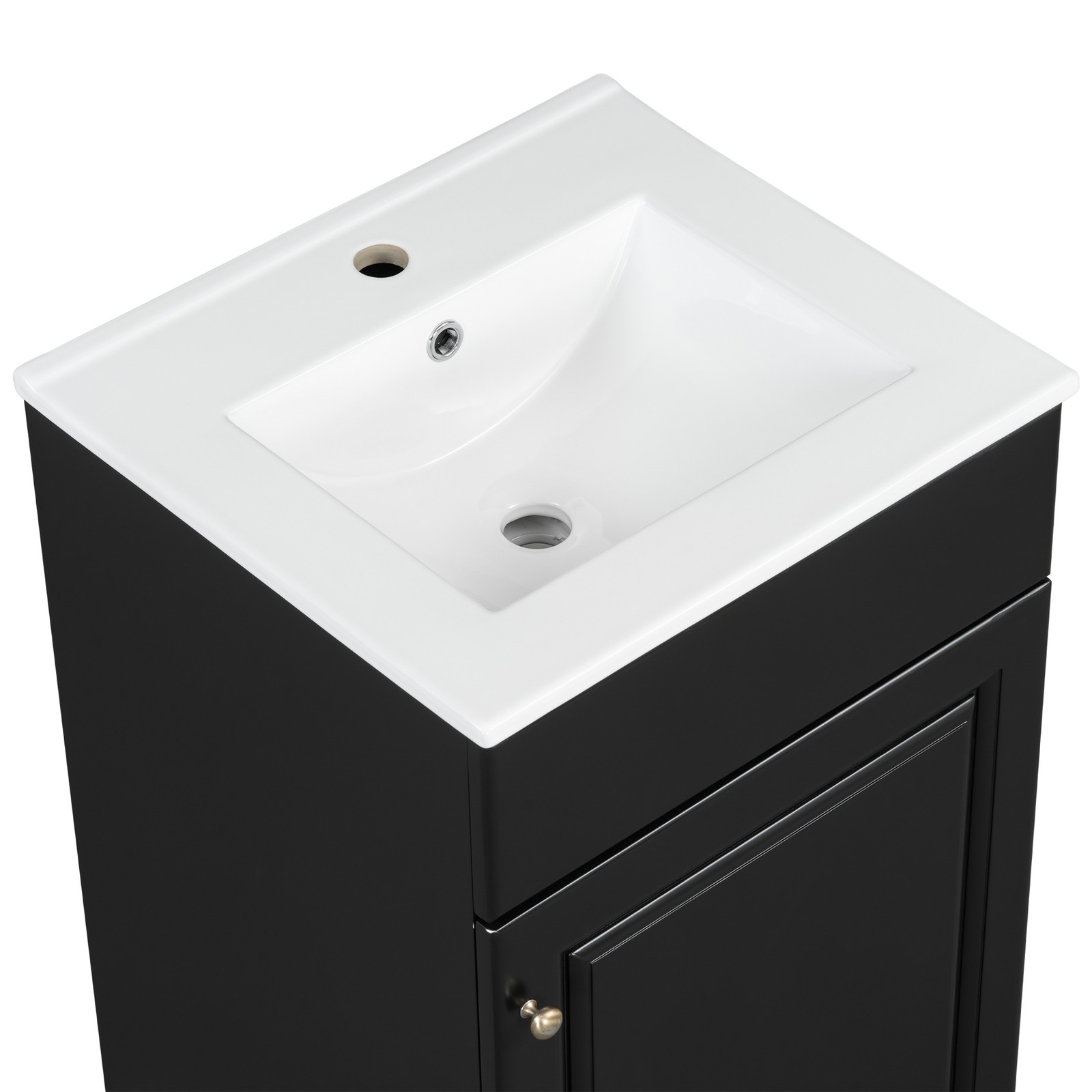 20″ Bathroom Vanity with Ceramic Sink, Black MDF Cabinet