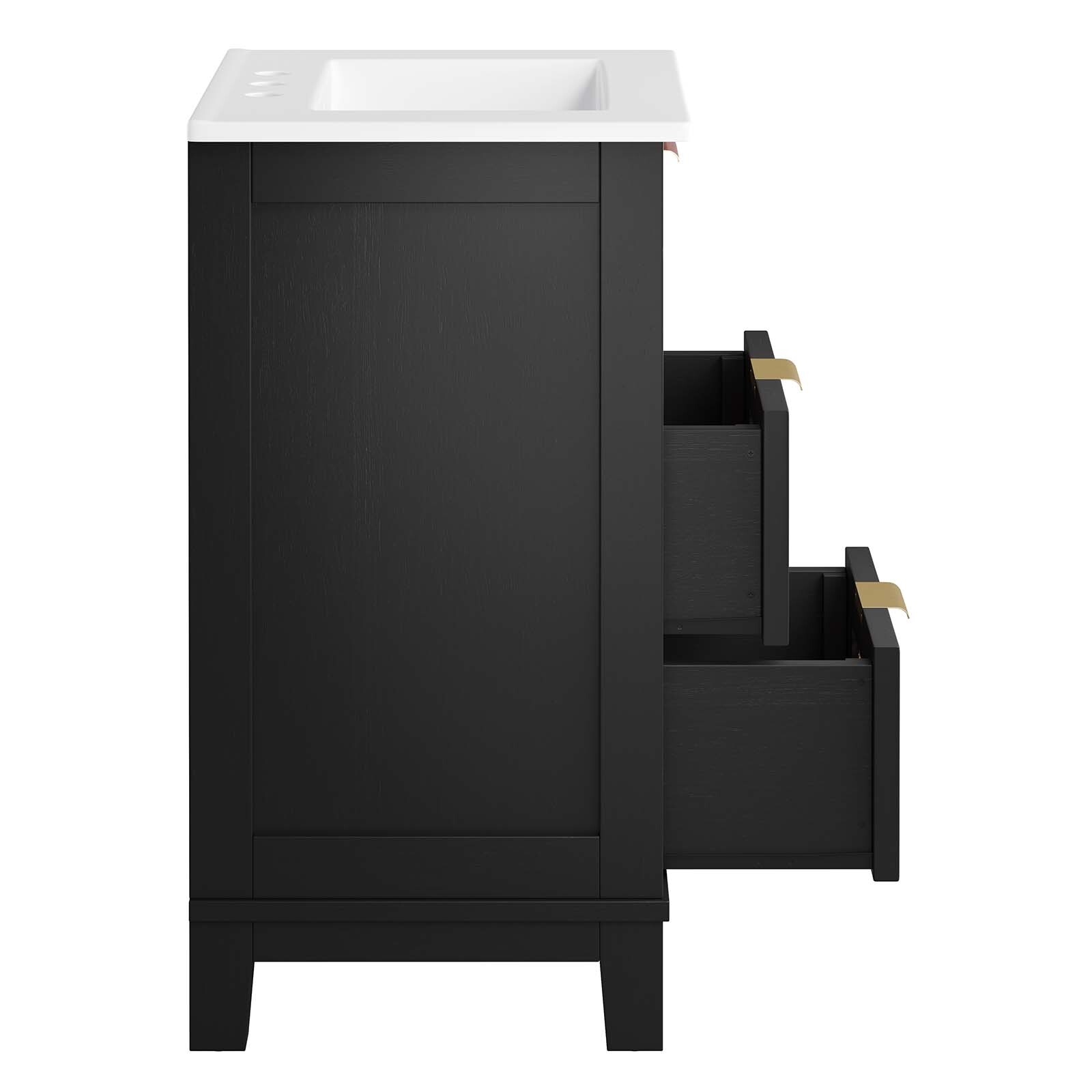 Modway Dixie 24” Solid Wood Bathroom Vanity in Black White