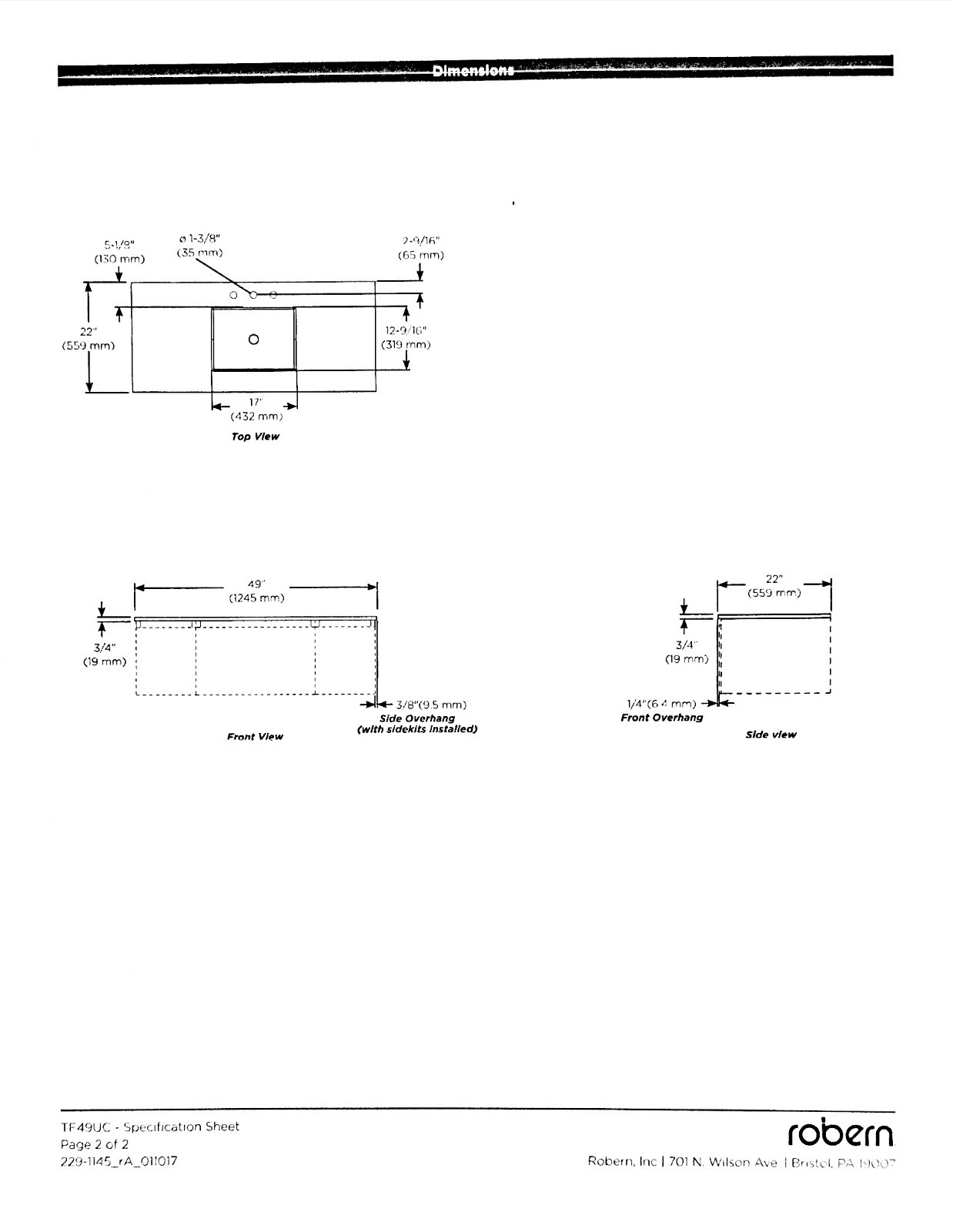 Robern TB49UC092-1 – 49″ Silestone Quartz Stone Bathroom Vanity Top w/ U/M Sink