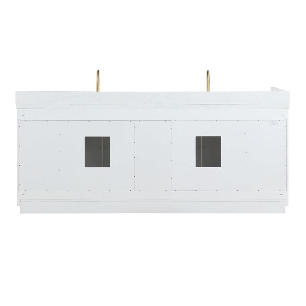 Gavino 84″ Wood Vanity in White with Composite Stone Top with Mirror