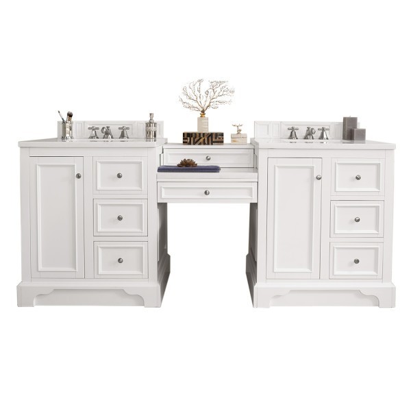 82″ James Martin De Soto 825-V82-BW-DU-WZ Double Vanity Cabinet White Zeus Top