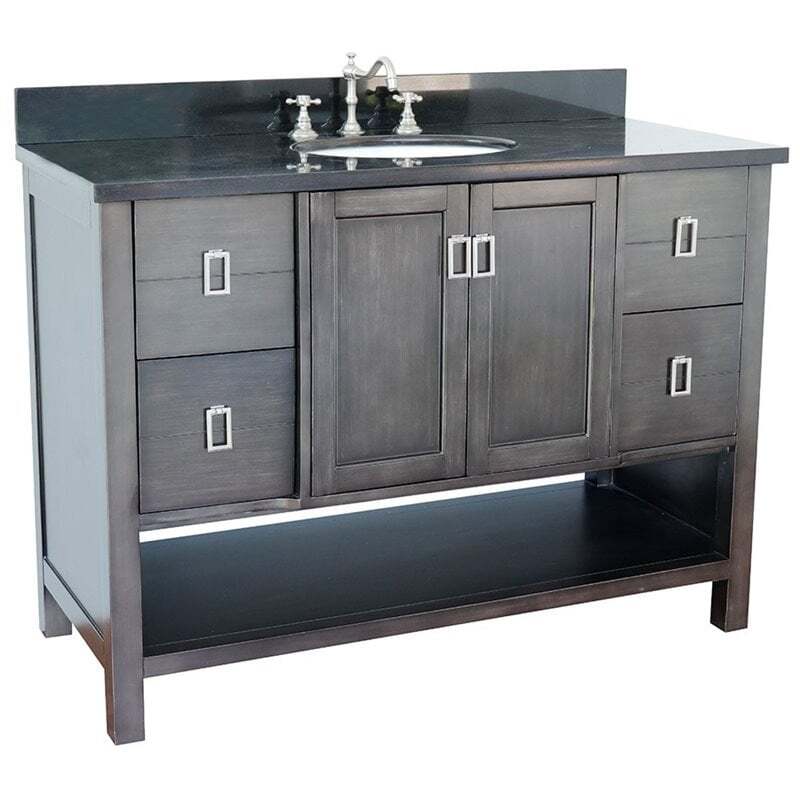 Monterey 49″ Oval Sink Solid Wood Vanity in Silvery Brown/Black Galaxy