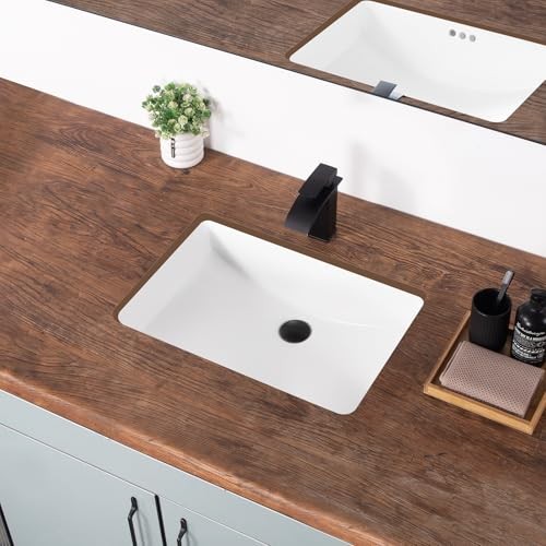 White Ceramic 24″ Undermount Bathroom Sink – Rectangular – 23.8″x16.3″