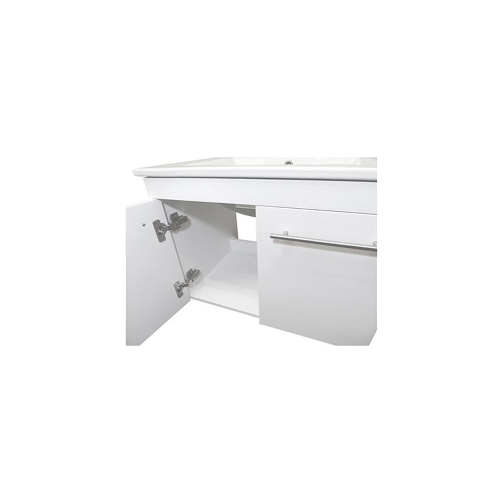 24.4″ 2-Door Single Wall Mount Sink Solid Wood Vanity in White