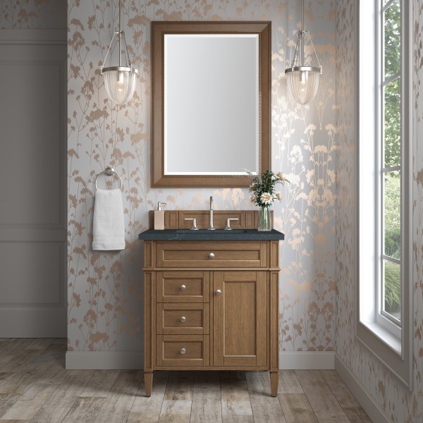30″ James Martin Brittany 650-V30-SBR-3CSP Vanity Cabinet Charcoal Soapstone Top