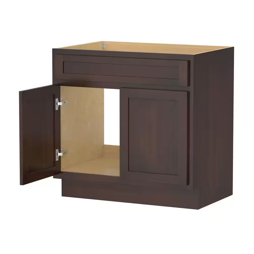 33 In. W X 21 In. D X 32.5 In. H 2-Doors Bath Vanity Cabinet Only in Brown (Unas