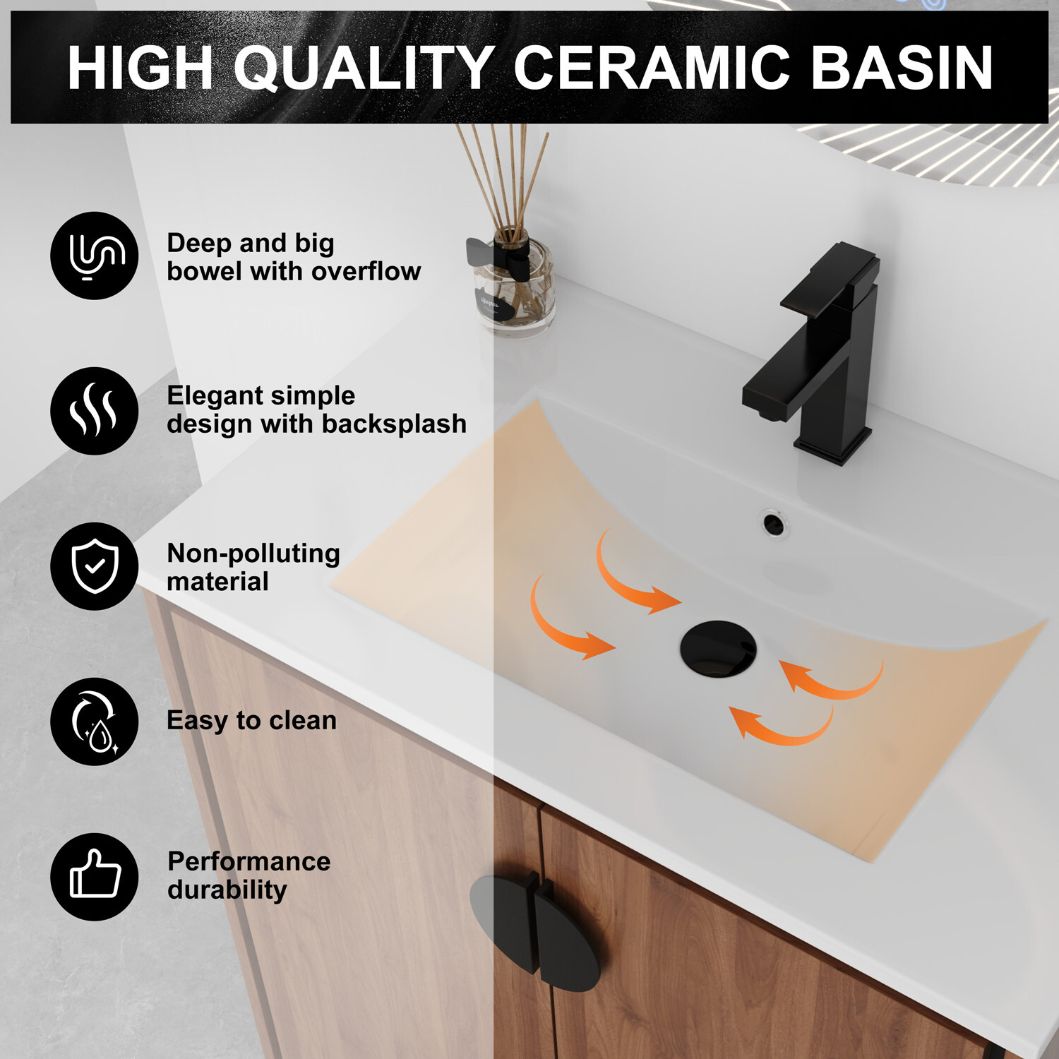 24″ 30″ Bathroom Vanity w/Sink, Freestanding Bath Vanity Storage Cabinet,2 Doors