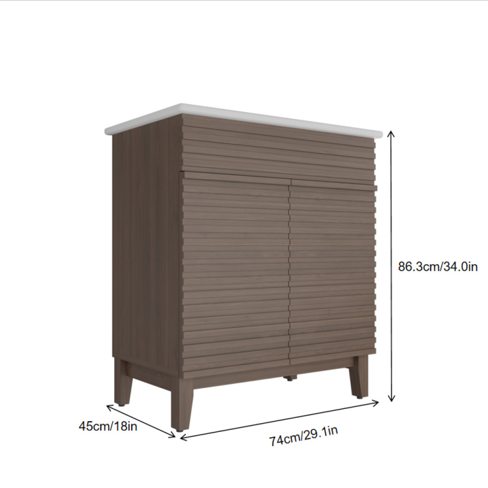 30 inch brown Bathroom Vanity with Louvered Doors and Sink Combo