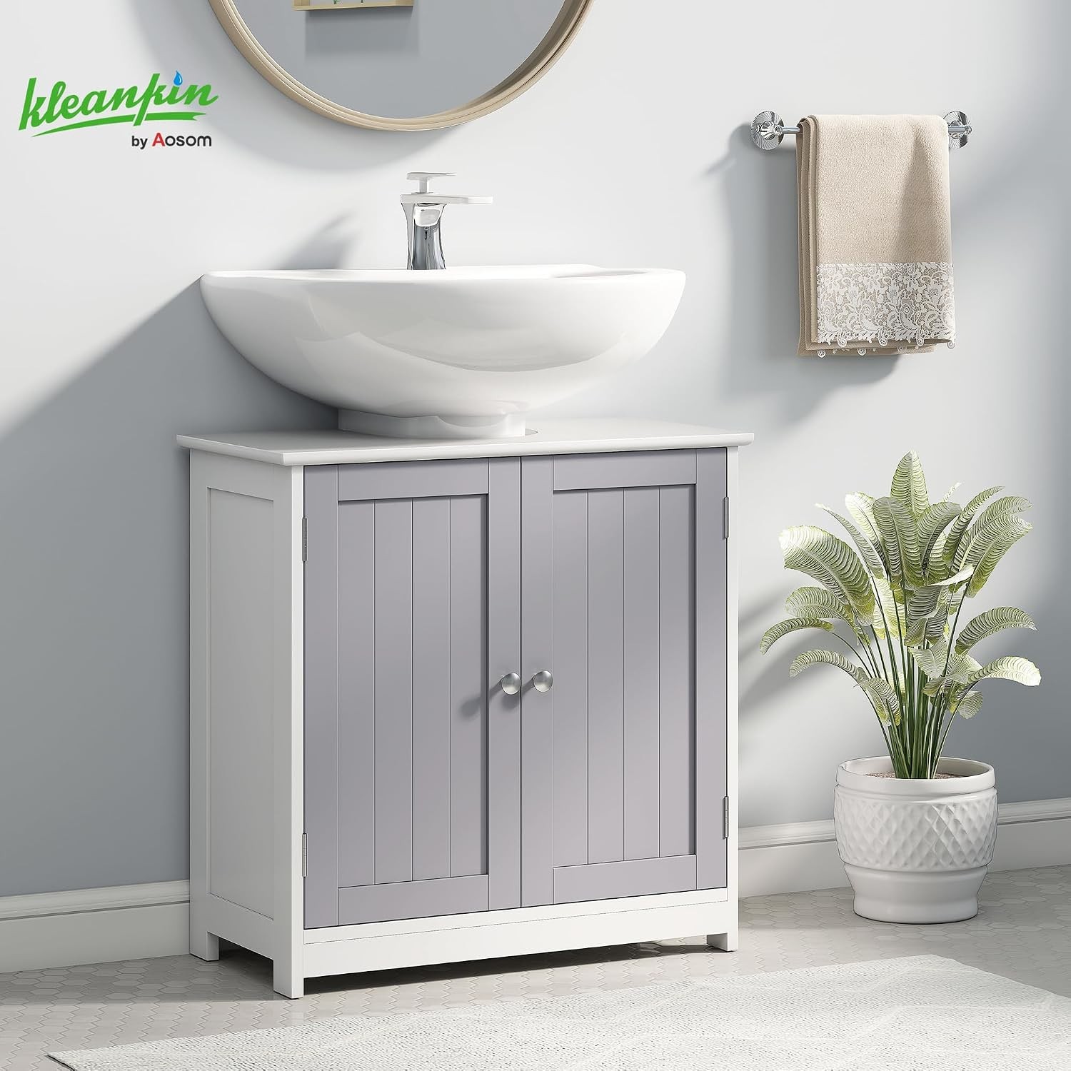 23.5″ Pedestal Sink Storage Cabinet Freestanding Bathroom Under Sink Cabinet