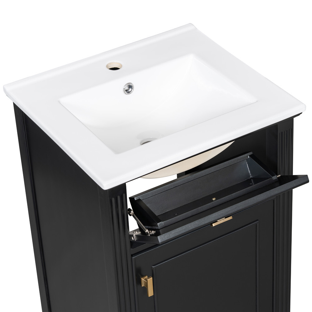 20″ Bathroom Vanity w/Sink, Freestanding Vanity Storage Cabinet, Shelves, Drawer