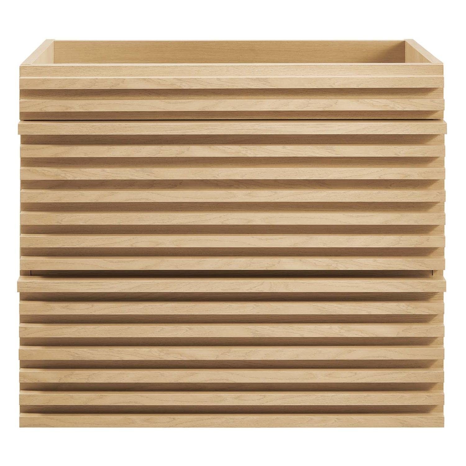 Pemberly Row 23.5″ MDF Wood Wall-Mount Bathroom Vanity Cabinet in Oak
