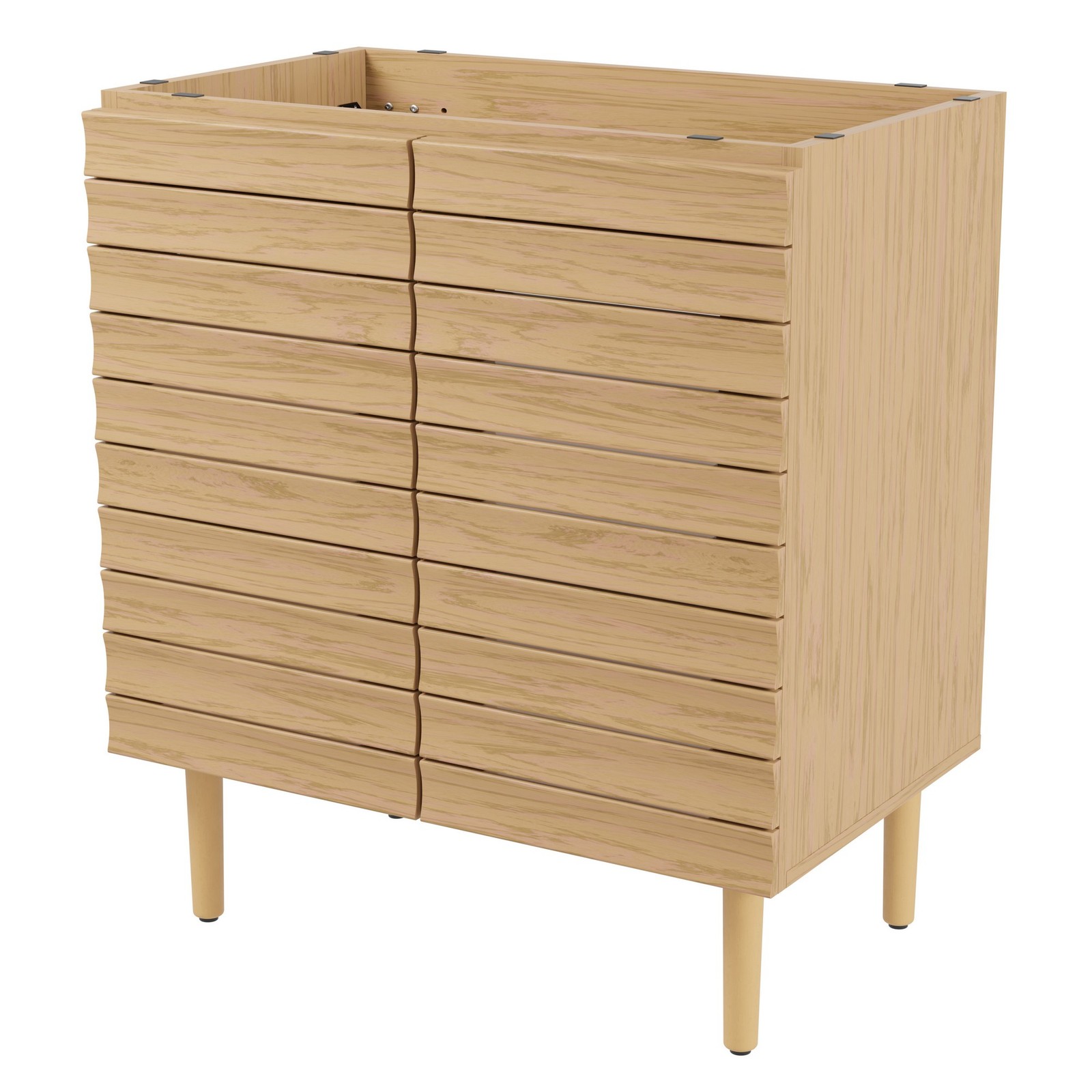 Aubert 30 in. W x 18 in. D x 33 in. H Thick Linear Slat Modern Farmhouse 2-Shelf