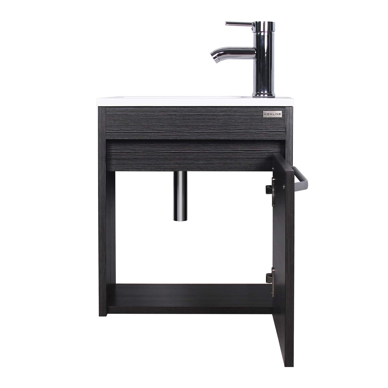 wonline 16” Bathroom Vanity Sink Combo for Small Space Black Wall Mounted Cabine