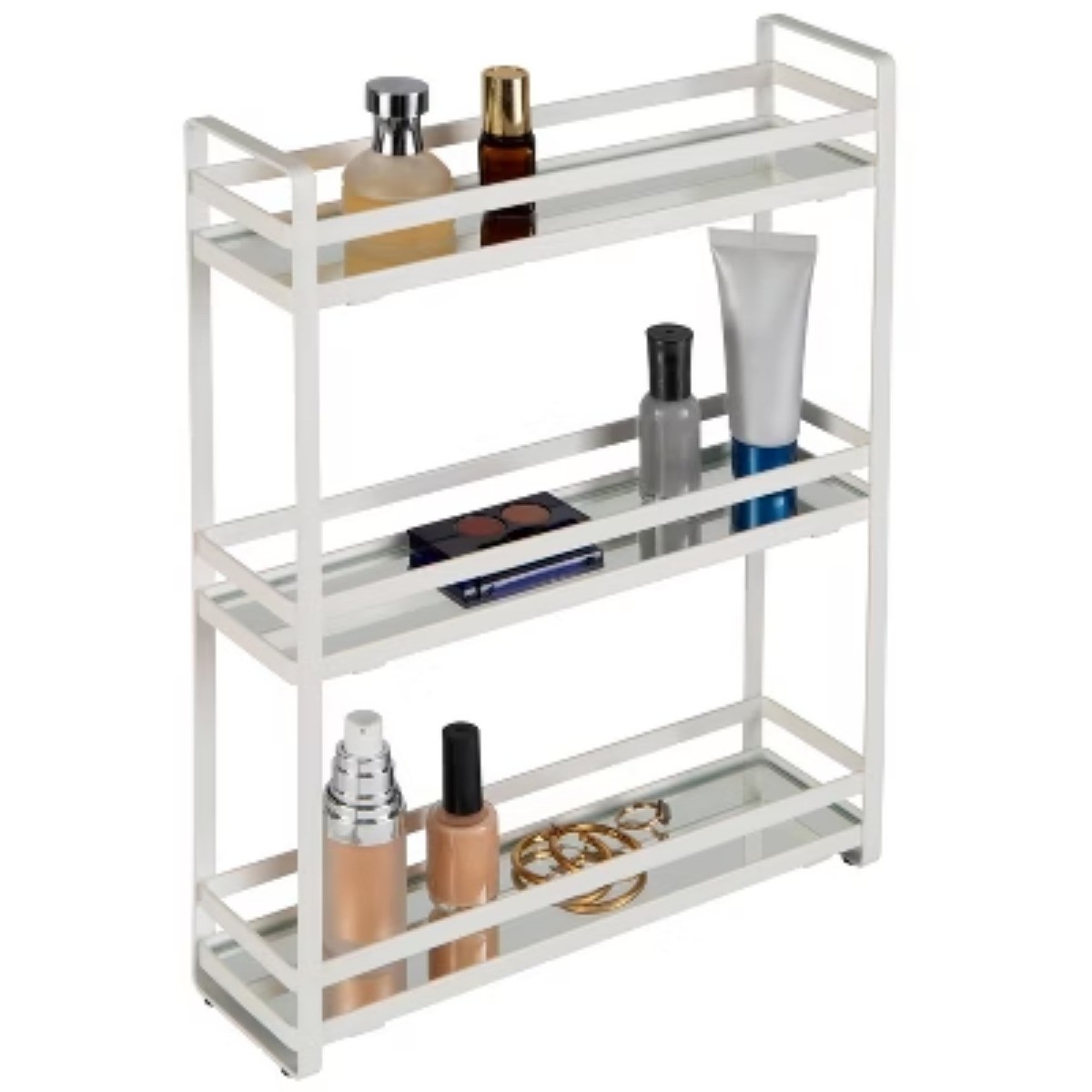 3 Tier Flat Wire Slim Vanity Tower White – Home Details