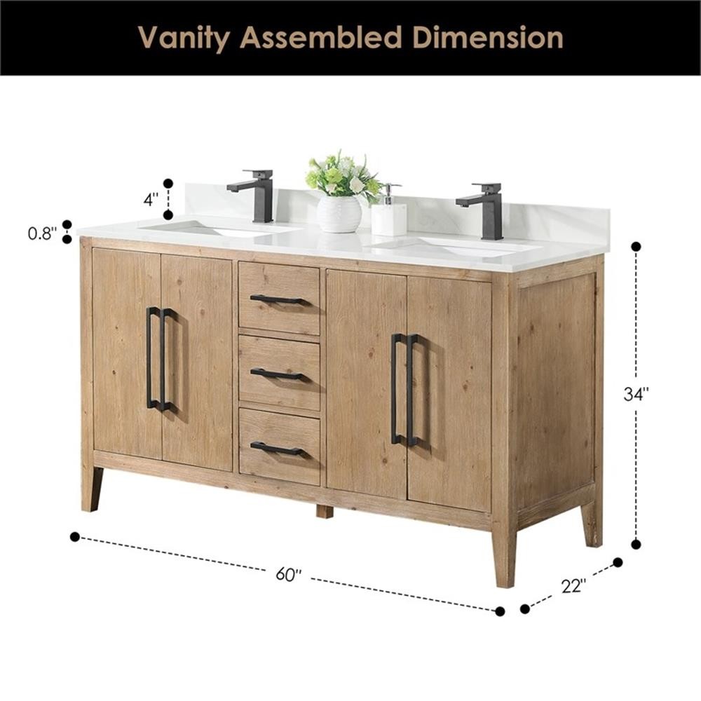 Altair Design Laurel 60″ Wood Vanity without Mirror in Weathered Fir Brown/White