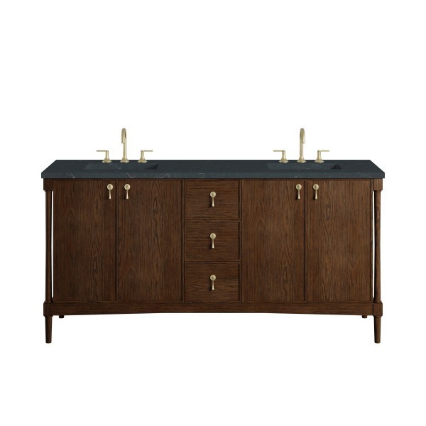 72″ James Martin Kinnsden D680-V72-SBK-3CSP Double Vanity Cabinet Charcoal Top