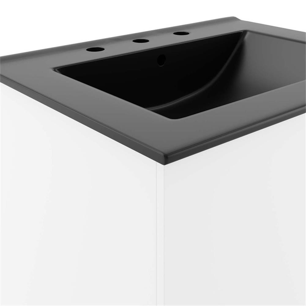 Modway Vitality 23″ Modern Wood/Ceramic Bathroom Vanity in White/Black