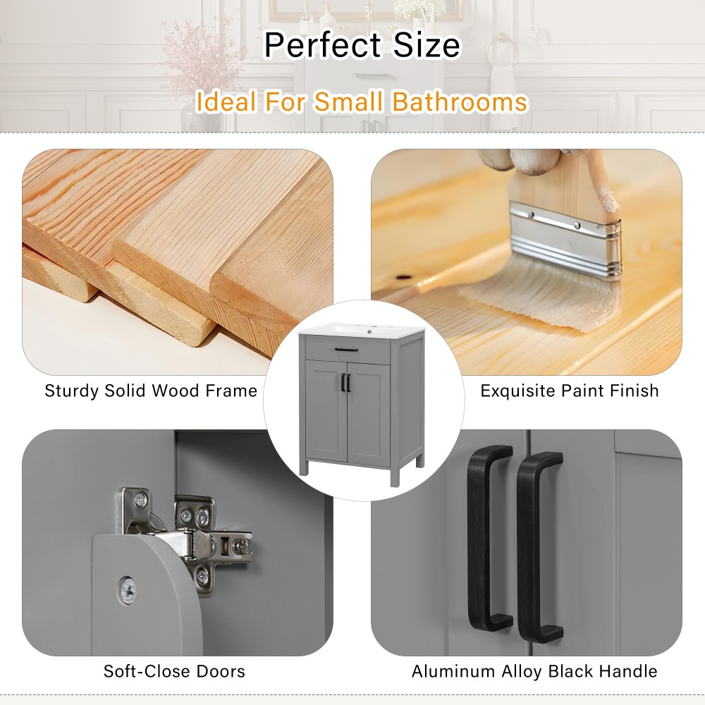 Bathroom Vanity Combo W Ceramic Sink Luxurious Space-Saving Vanity