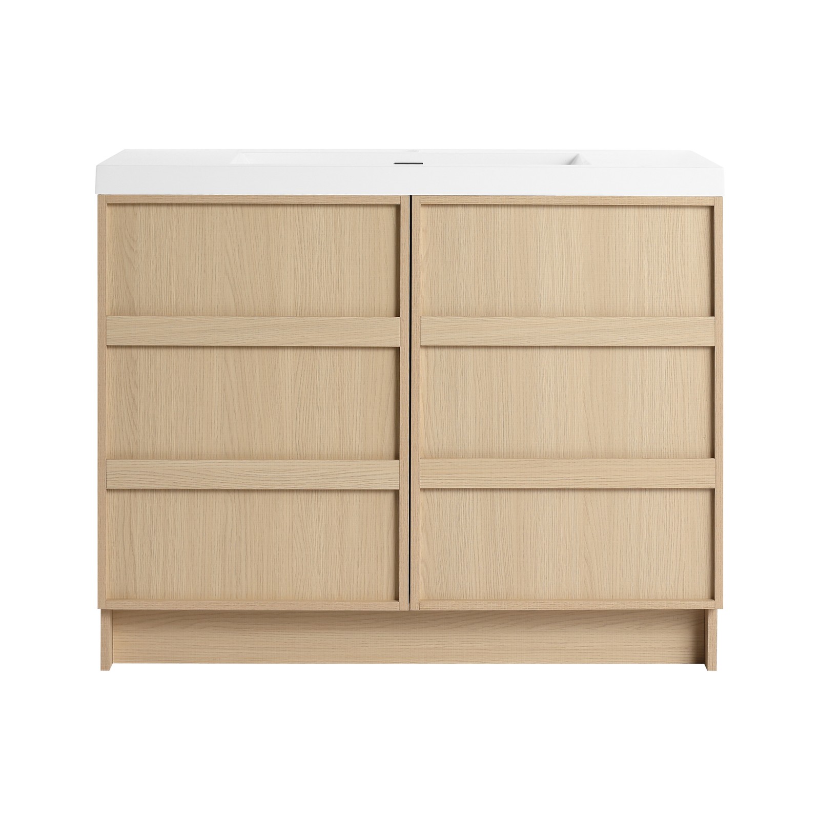 42 Inch Plywood Freestanding Bathroom Vanity Cabinet 2 Doors With Resin Sink Oak