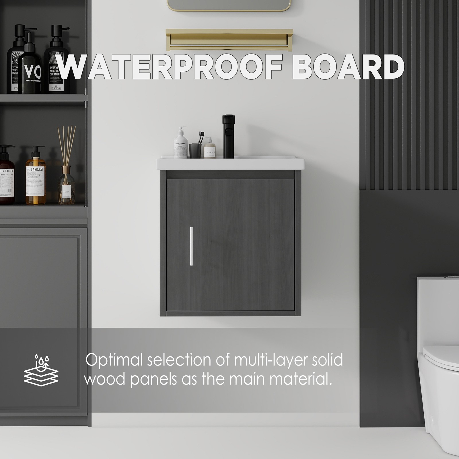 20″ Floating Bathroom Vanity with Ceramic Sink & Soft-Close Door