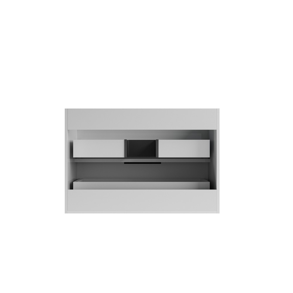 30″ Bathroom Vanity with Ceramic Sink, White Wall Mounted Fluted Cabinet