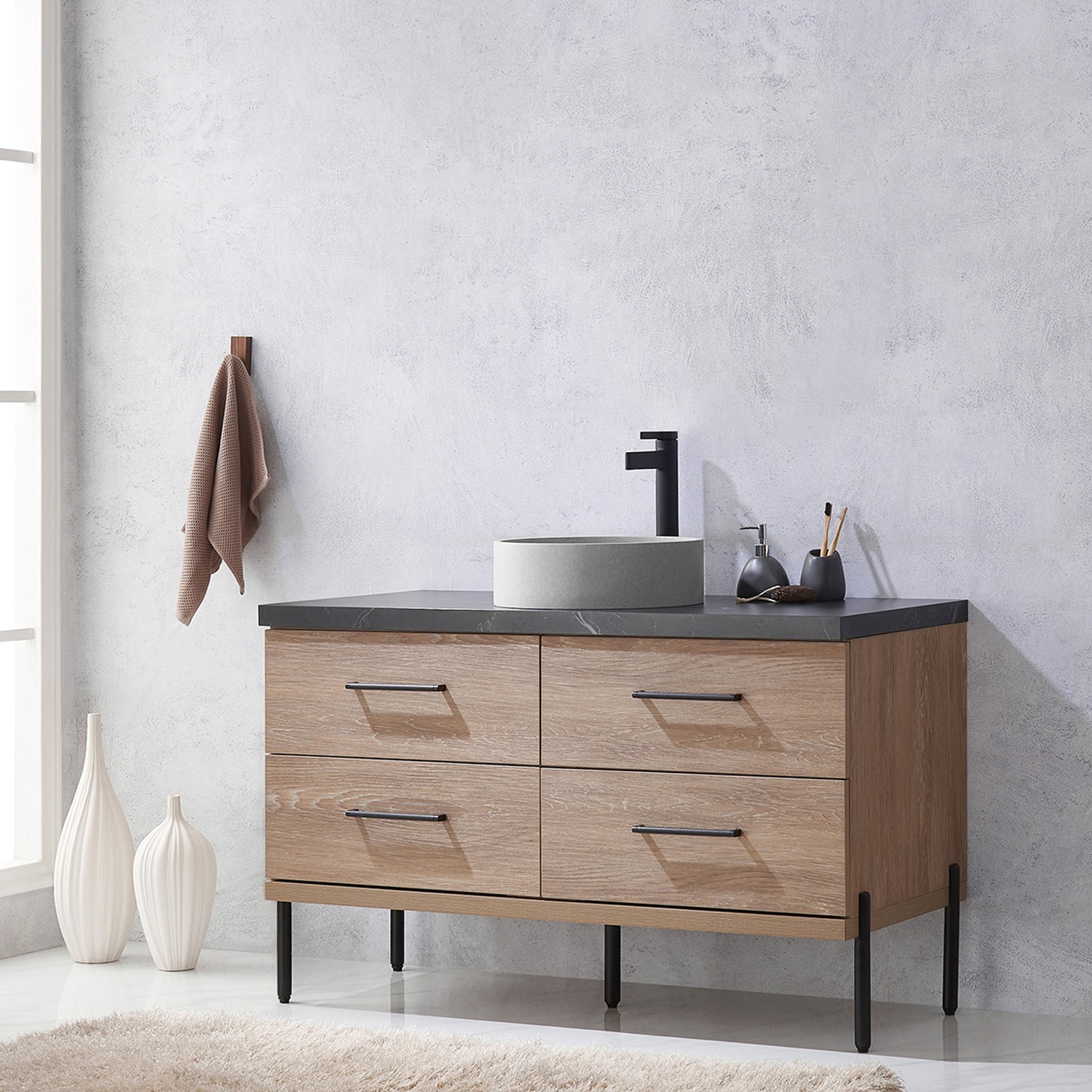 Miseno MV-NM-705148C Trento 48″ – North American Oak / Black