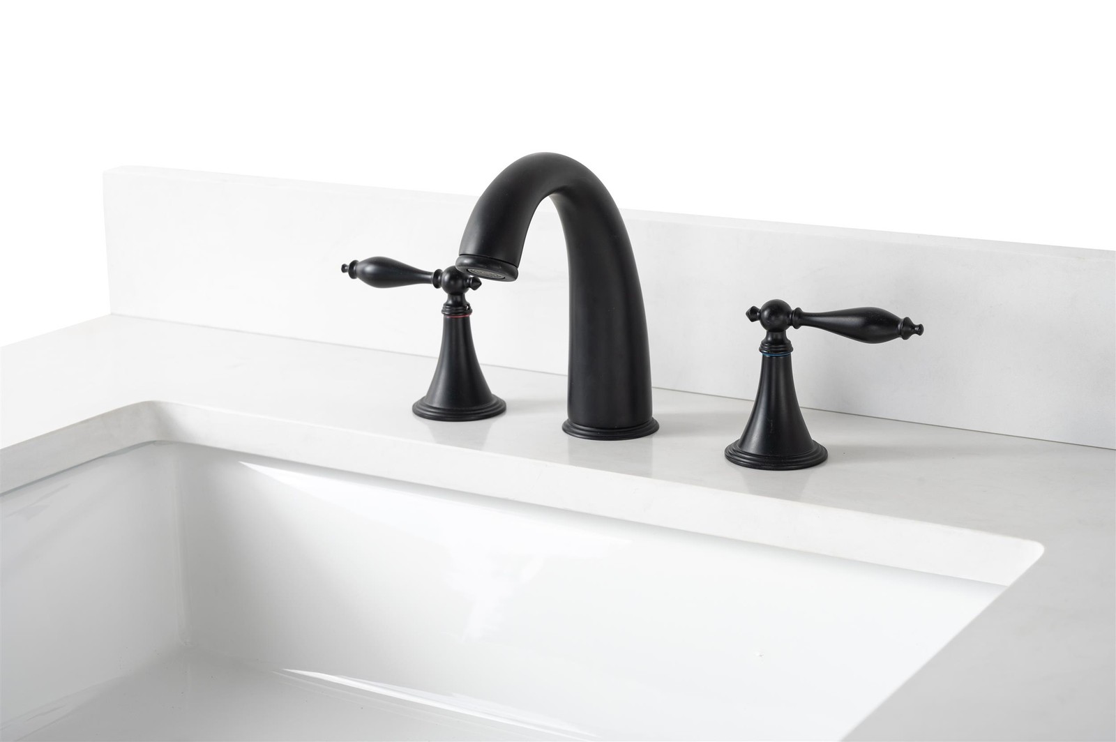 Design Element Burbank 36″ Single Sink Oak Bath Vanity with White Quartz Top