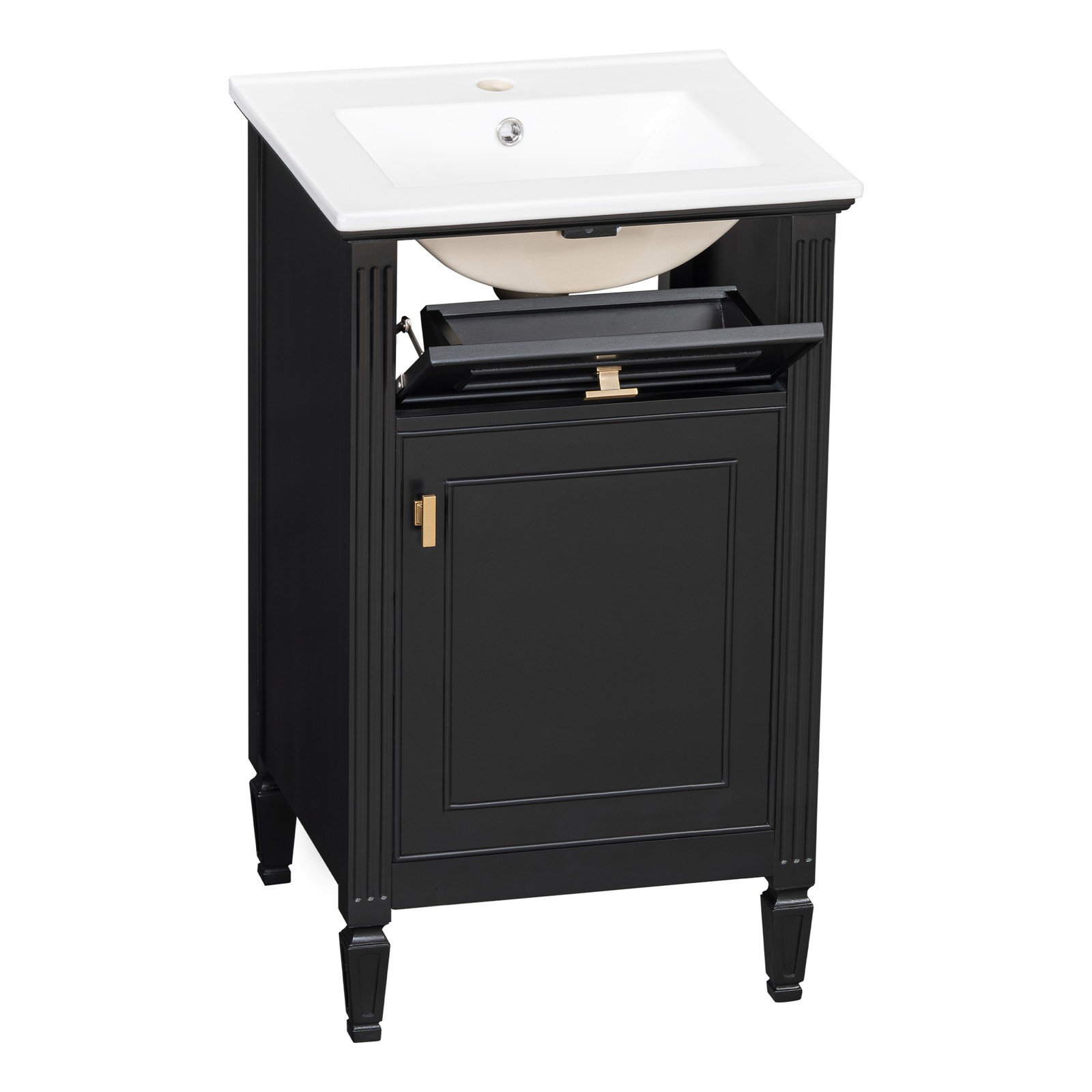 20″ Bathroom Vanity w/Ceramic Sink Modern Storage Cabinet w/Adjustable Shelf
