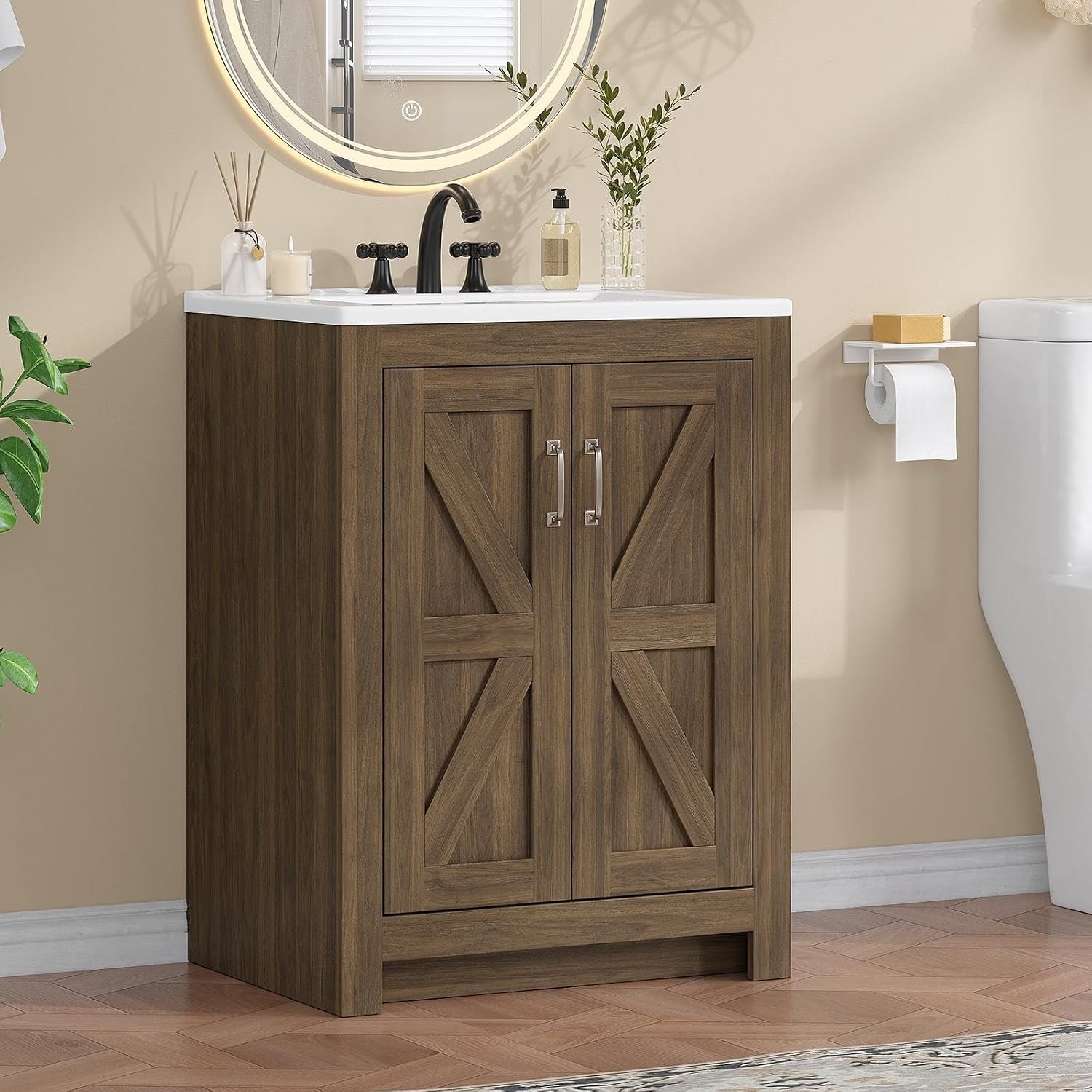 Farmhouse Bathroom Vanity with Sink Freestanding Bathroom Vanities with Ceramic