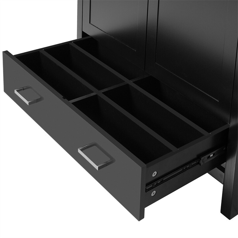36″ Black Bathroom Vanity with Ceramic Sink Bathroom Cabinet with Ample Storage