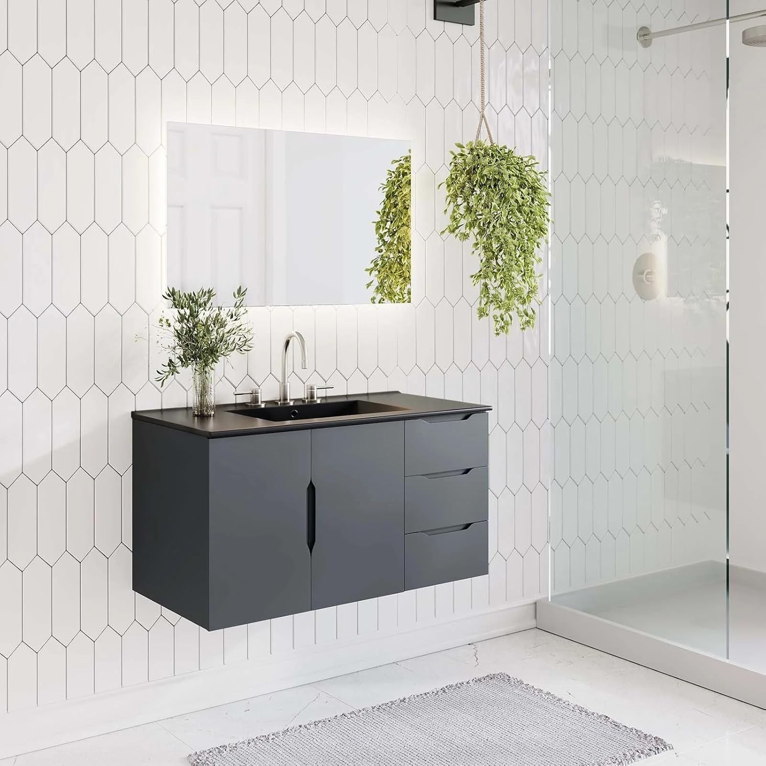 Vitality 36″ Bathroom Vanity Cabinet Sink Basin Not Included 36 Inch Gray