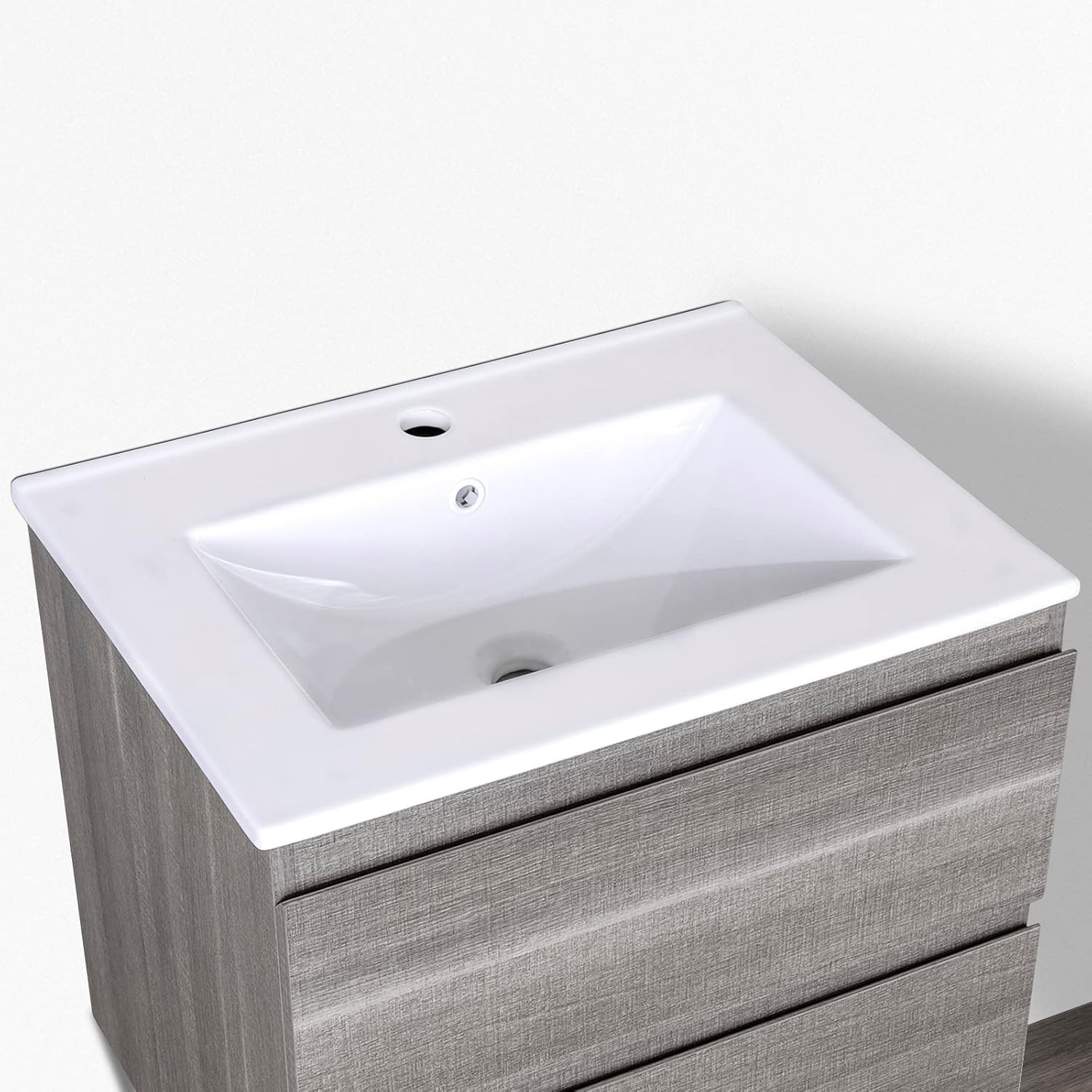 24″x18.5″ Drop-In Bathroom Sink White Porcelain Integrated Vanity Top with