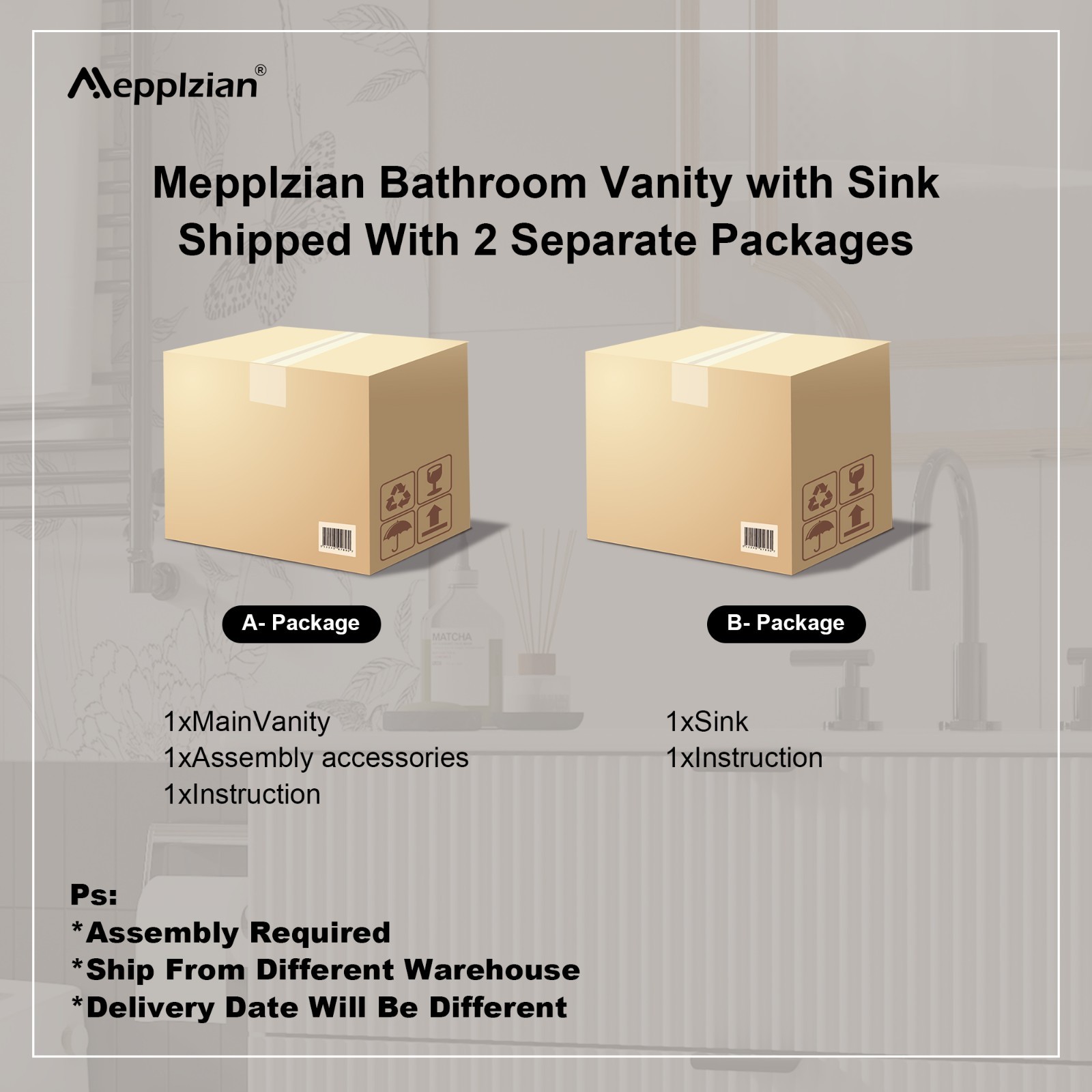 24″ 30″ 36″ Wall Mounted Bathroom Vanity w/Sink Floating Vanity Cabinet 2 Drawer