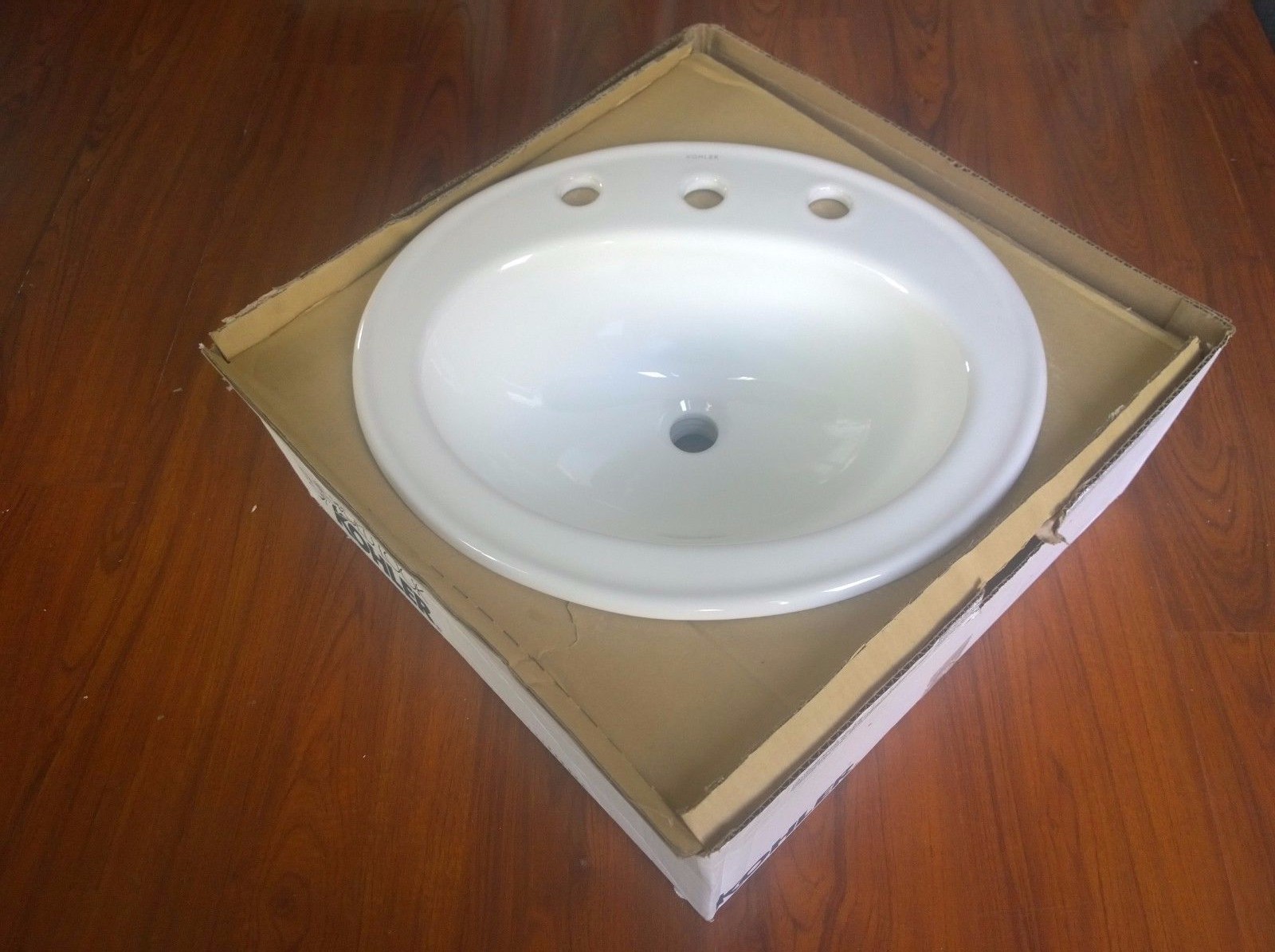NIB Nice Kohler Pennington 2196-8-0 White 8″-Center Holes VANITY SINK