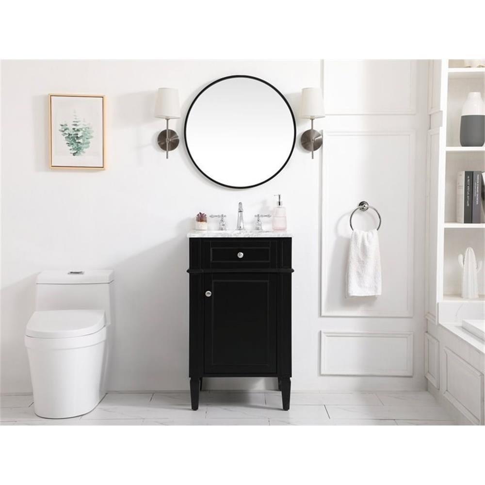 Elegant Decor Park Avenue 21″ Metal MDF Marble Single Bathroom Vanity in Black
