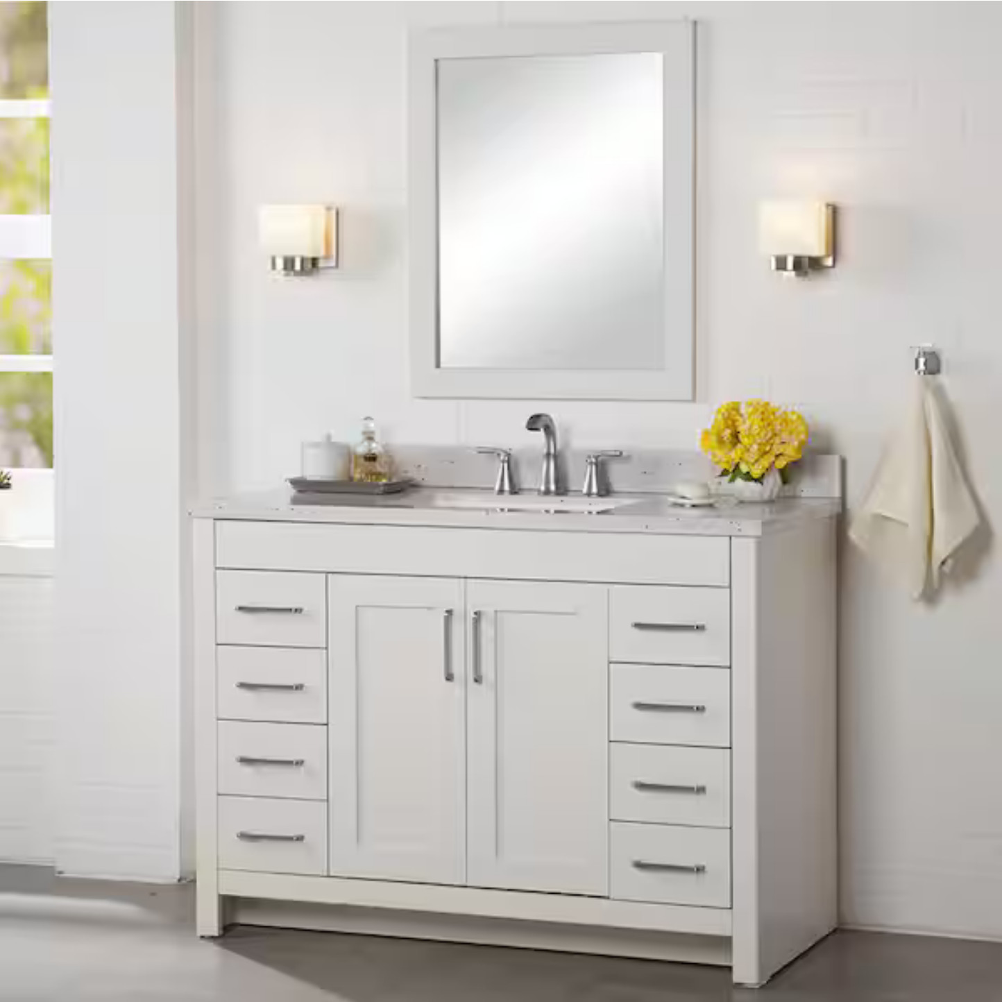 Glacier Bay 17 in. W Cultured Marble Vanity Sidesplash in Silver Ash