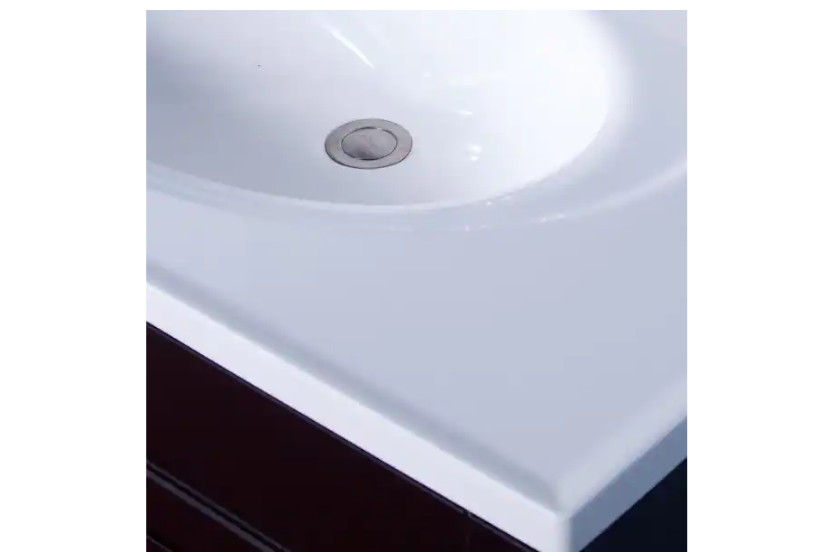 Glacier Bay 31 in. W x 22 in. D Cultured Marble White Round Single Sink Vanity T